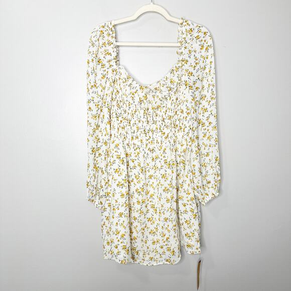 Reformation Morris Floral Mini Dress is Adagio Cream Gold Ruffle 10 NEW - Picture 1 of 7